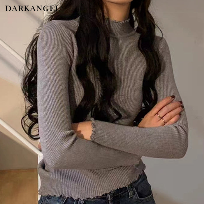 メロウフリルリブニット