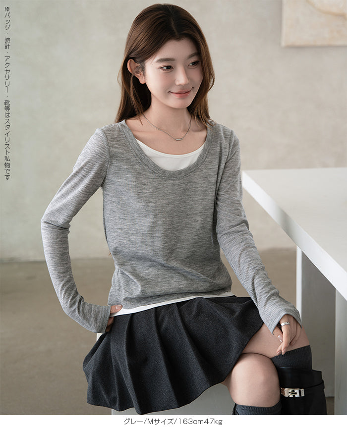 フェイクレイヤード・ロングTシャツ