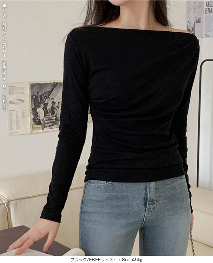 ワンショルダードレープトップス