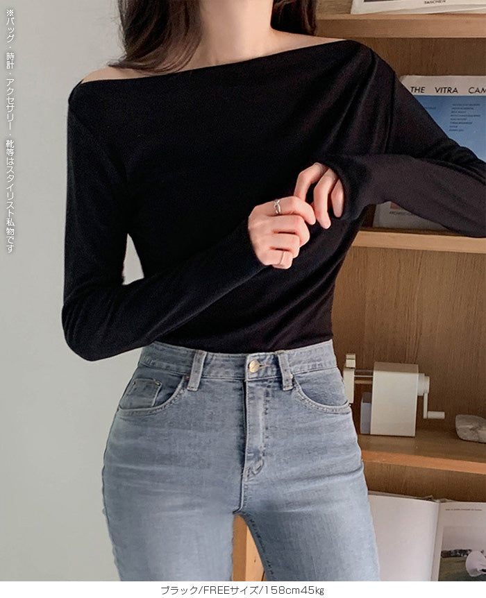 ワンショルダードレープトップス