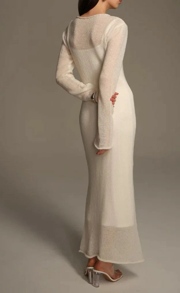 透かし編みニットワンピース