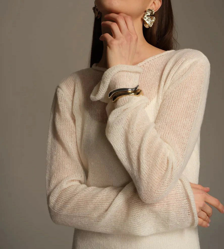 透かし編みニットワンピース