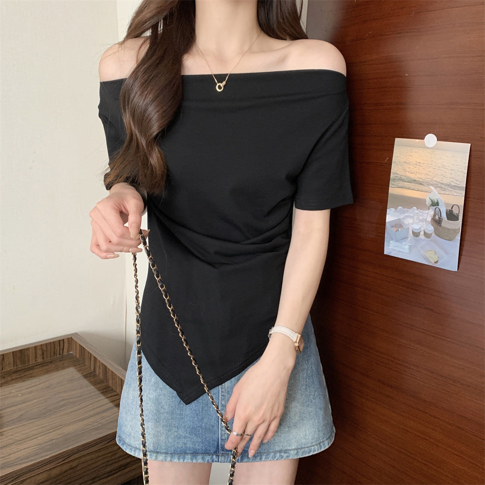 アシメドレープTシャツ