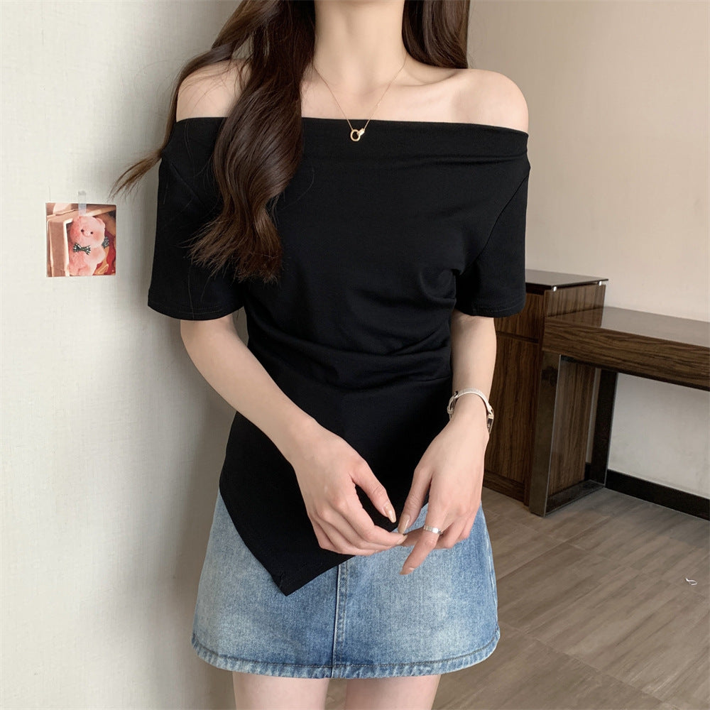 アシメドレープTシャツ