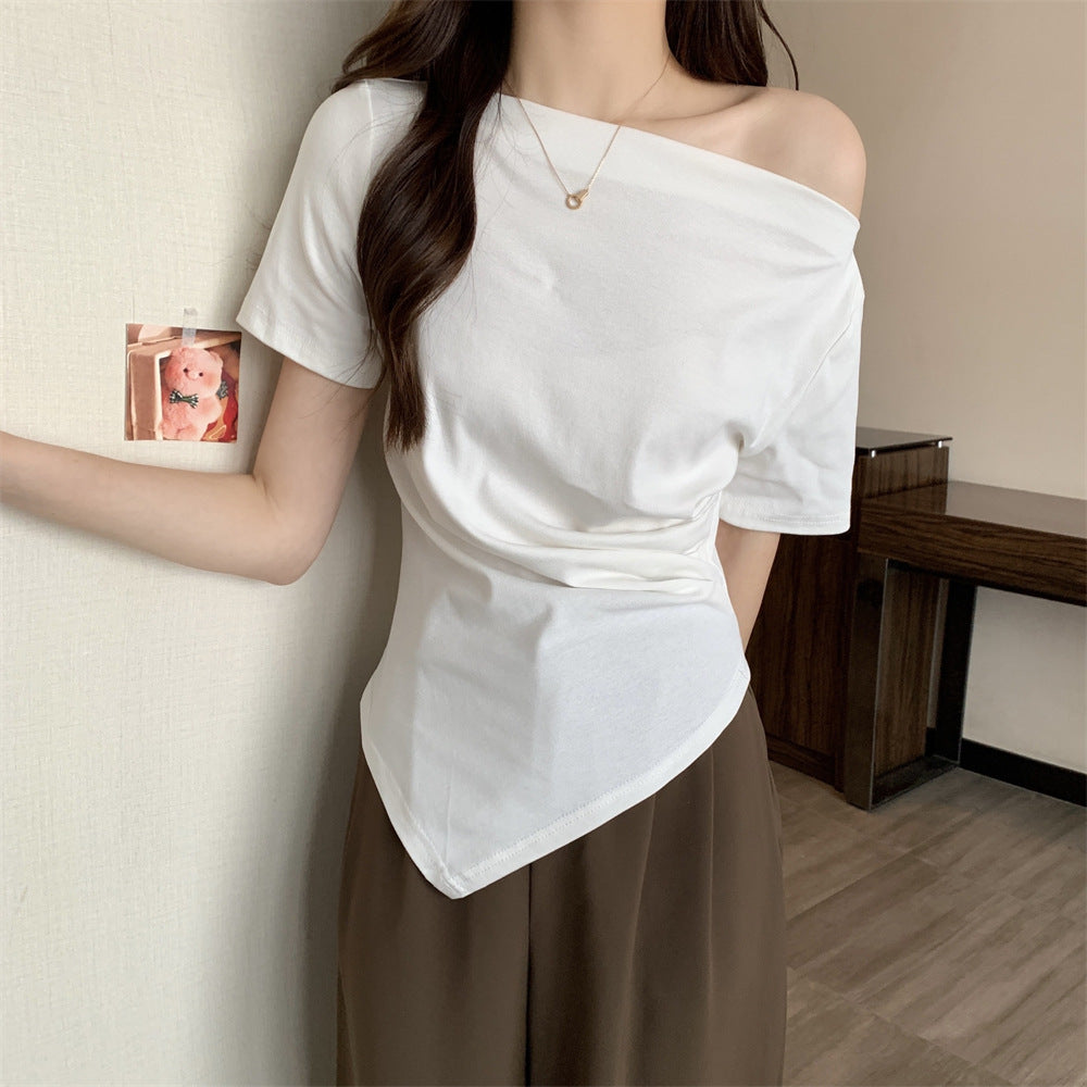 アシメドレープTシャツ