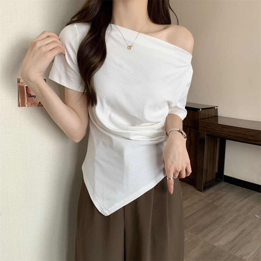 アシメドレープTシャツ
