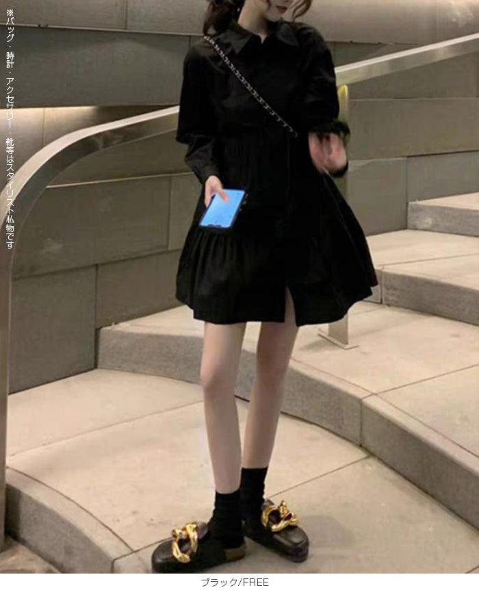 ティアードシャツワンピ