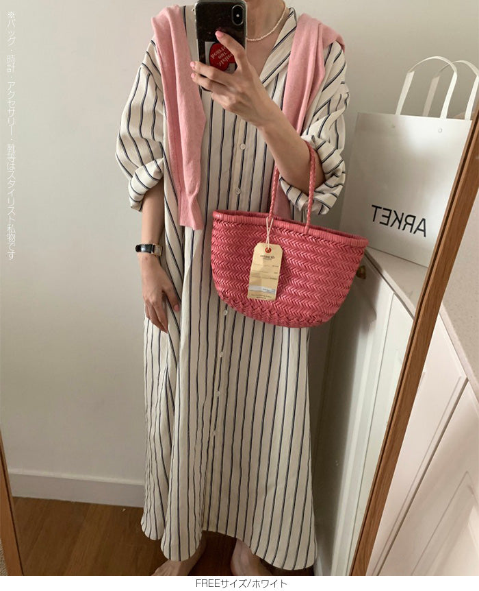 ロング丈シャツワンピース