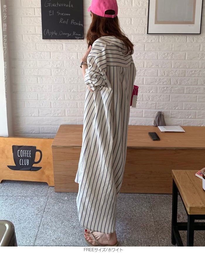 ロング丈シャツワンピース