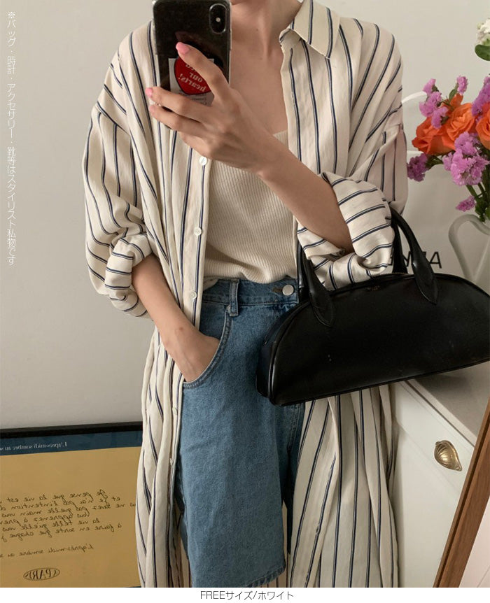 ロング丈シャツワンピース