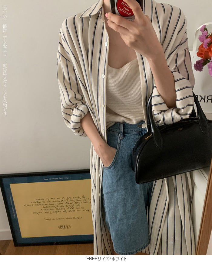 ロング丈シャツワンピース