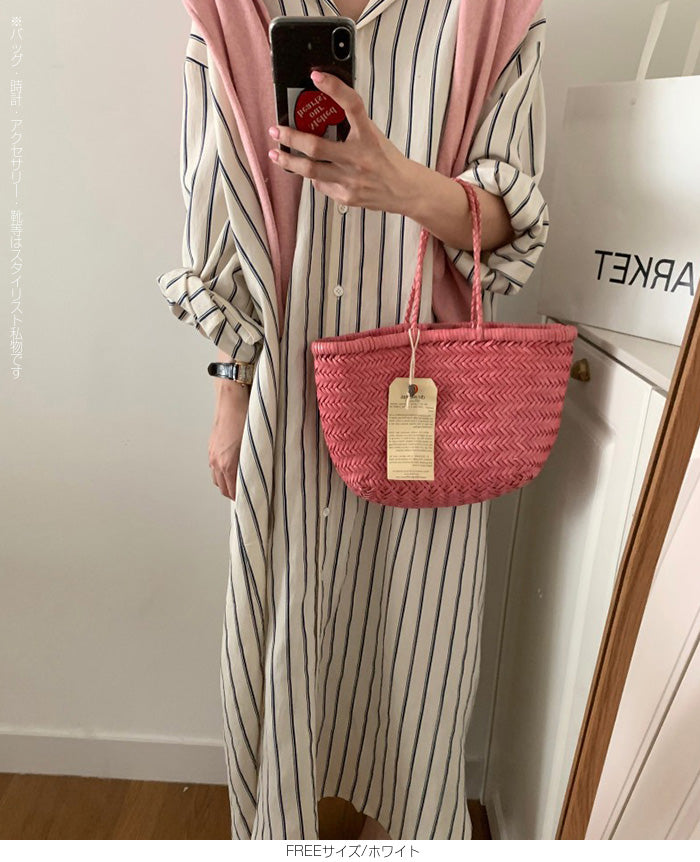 ロング丈シャツワンピース