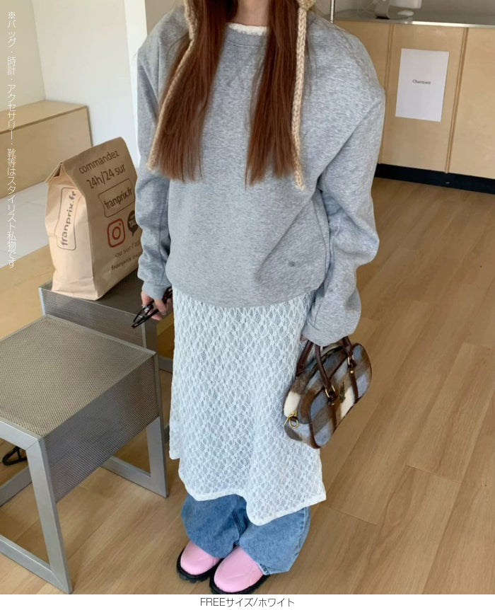 透かしレースワンピース