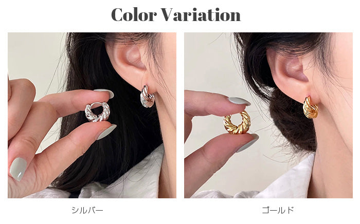 ツイストデザインフープピアス