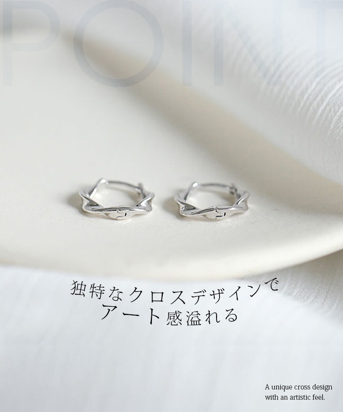 ツイストデザインフープピアス