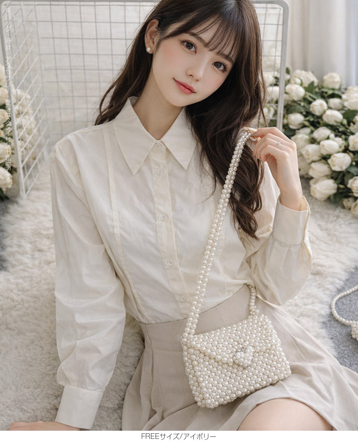 ピンタックデザインシャツブラウス