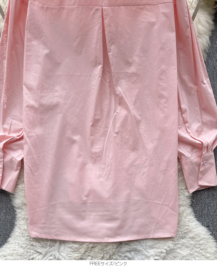 ピンタックデザインシャツブラウス