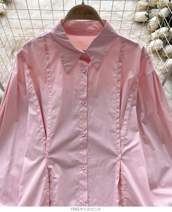 ピンタックデザインシャツブラウス