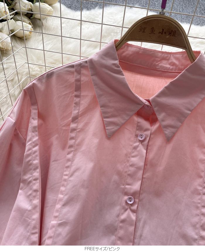 ピンタックデザインシャツブラウス