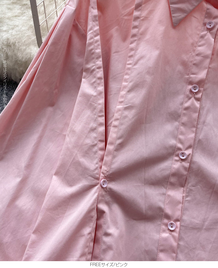 ピンタックデザインシャツブラウス