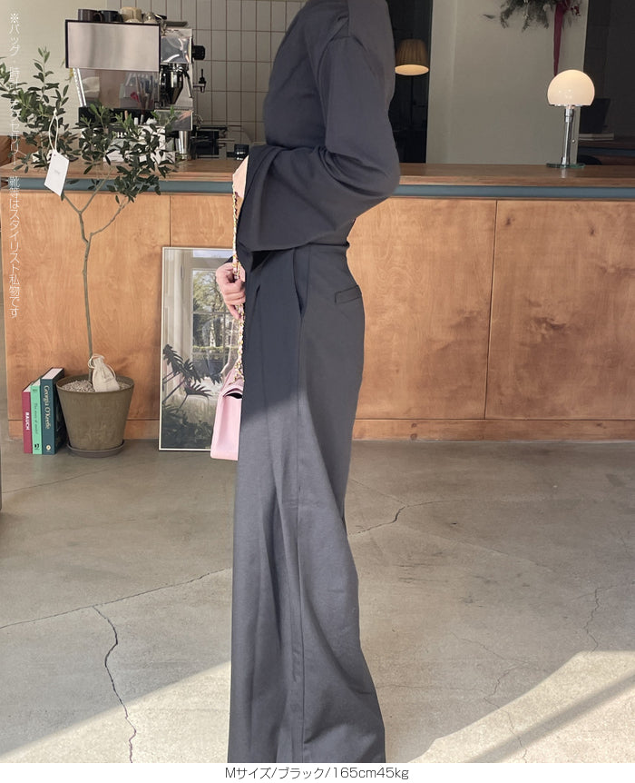 ハイウエストツイルタックチノワイドパンツ
