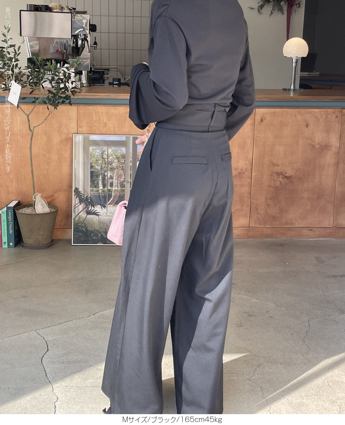 ハイウエストツイルタックチノワイドパンツ