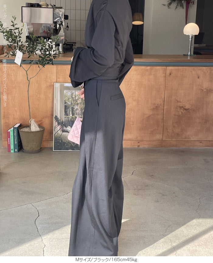 ハイウエストツイルタックチノワイドパンツ
