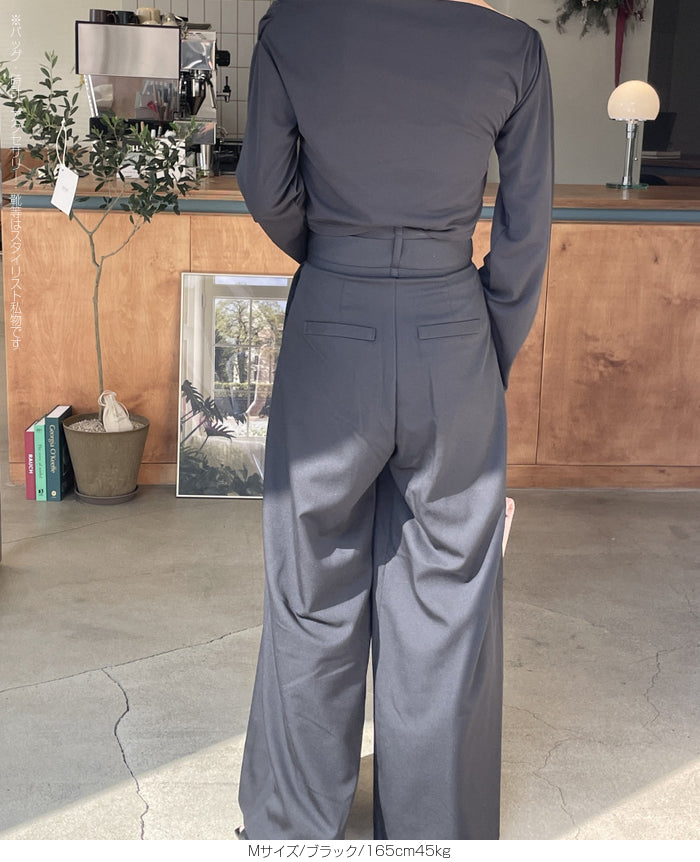 ハイウエストツイルタックチノワイドパンツ