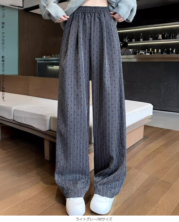 ハートドットハイウエストワイドパンツ