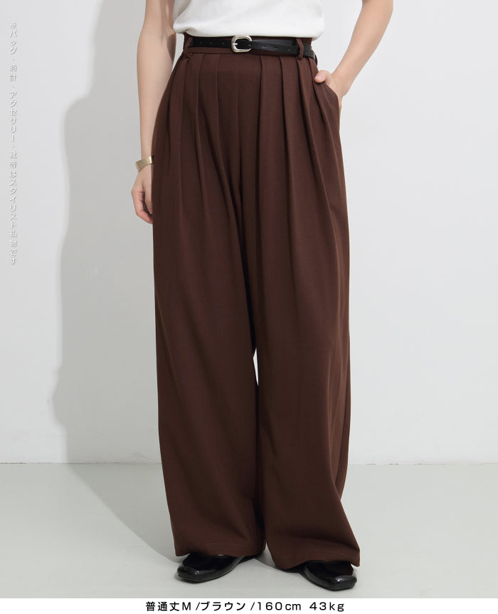 03color タックデザインバレルレッグパンツ