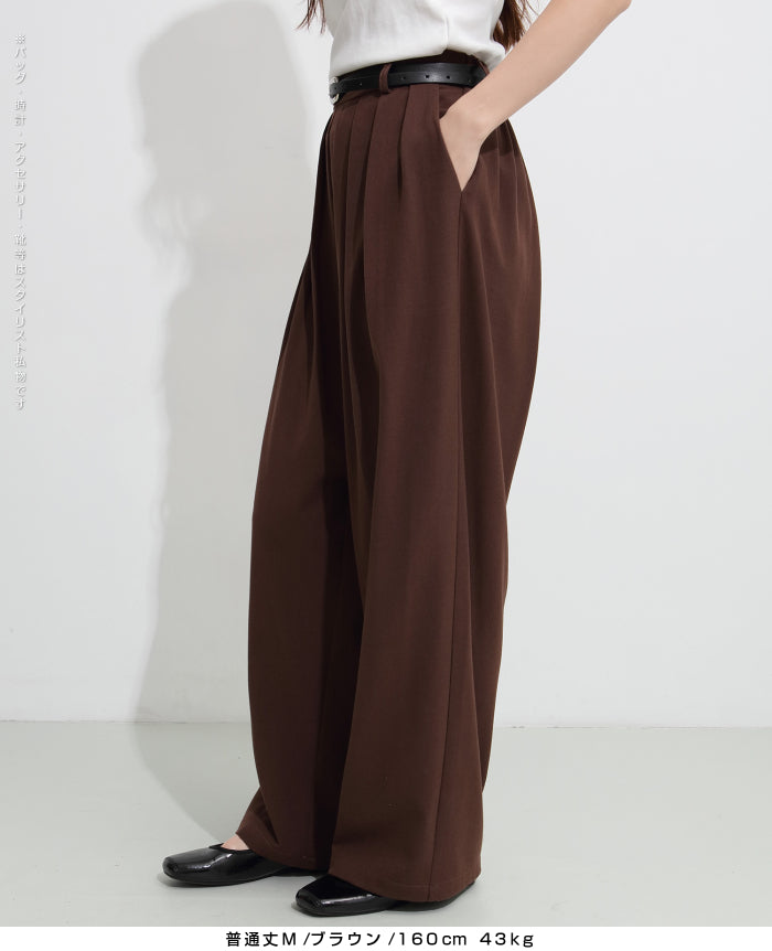 03color タックデザインバレルレッグパンツ