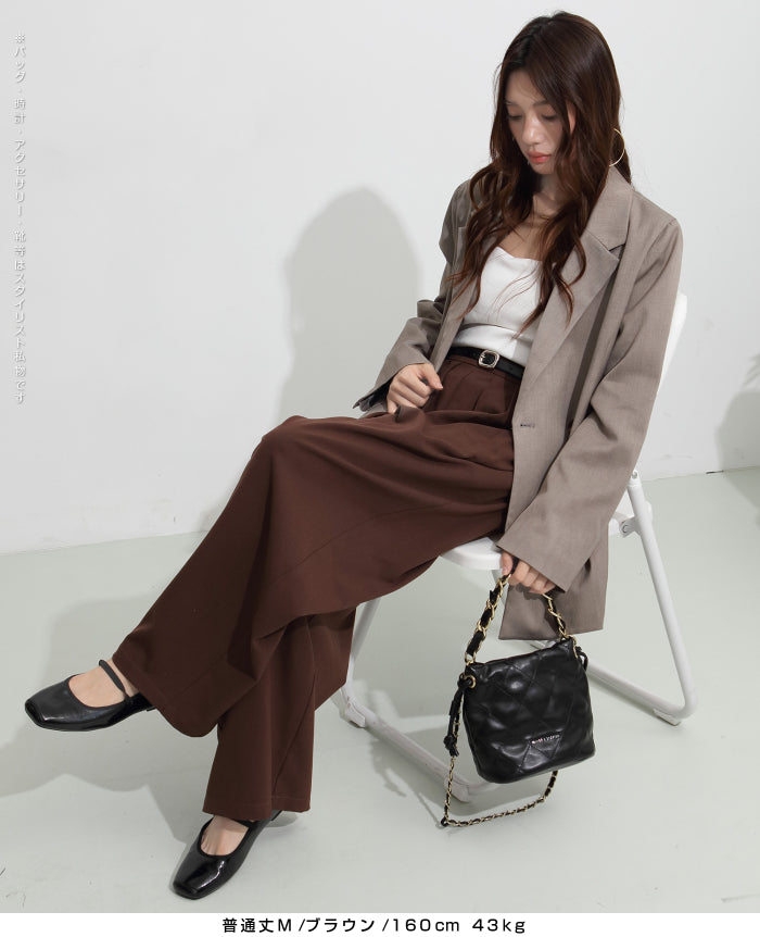 03color タックデザインバレルレッグパンツ