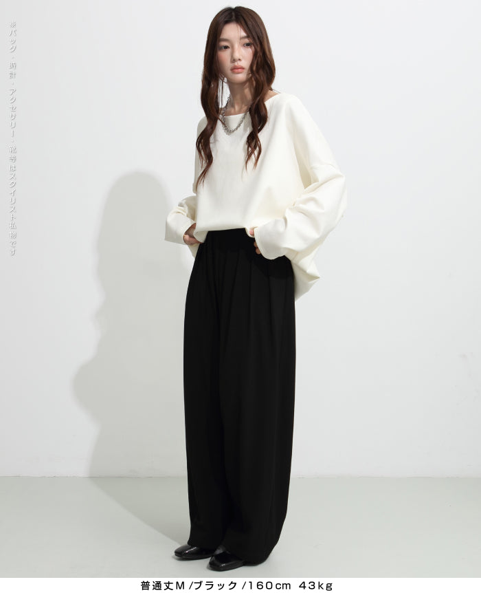 03color タックデザインバレルレッグパンツ