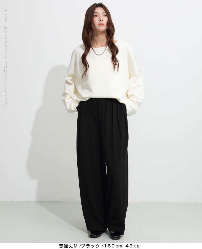 03color タックデザインバレルレッグパンツ