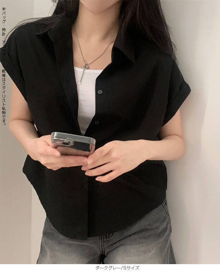 ロールアップ袖シャツ