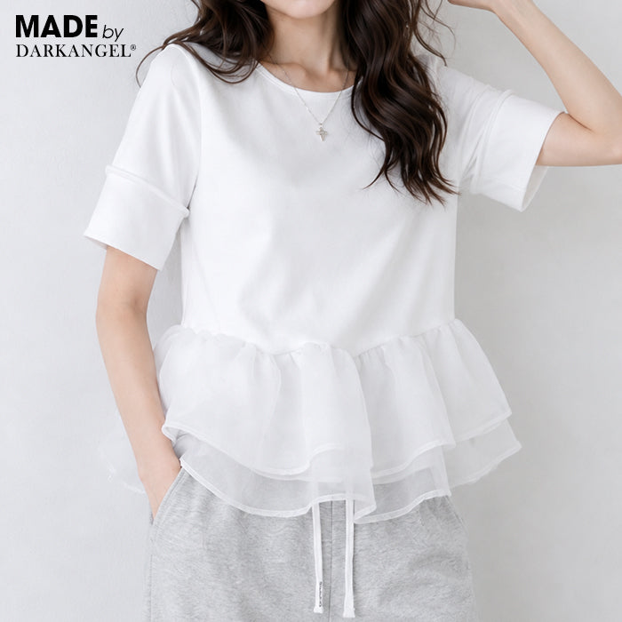 シアーフリルペプラムトップス