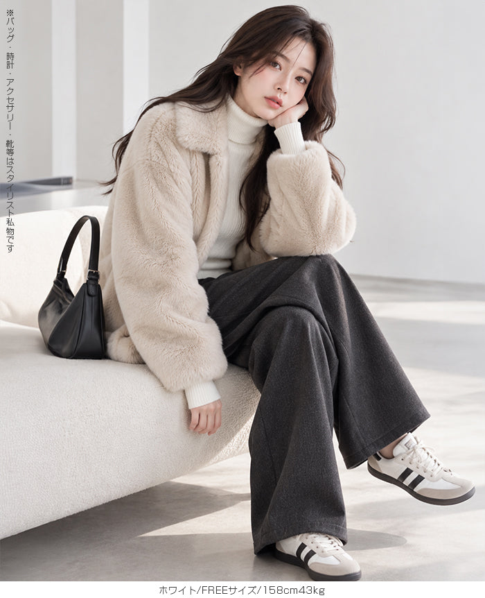 裏シャギーリブタートルネックニット