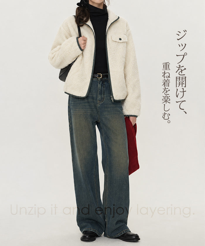 アシンメトリージップフリースジャケット