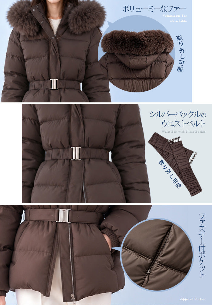ベルト付き中綿キルティングジャケット