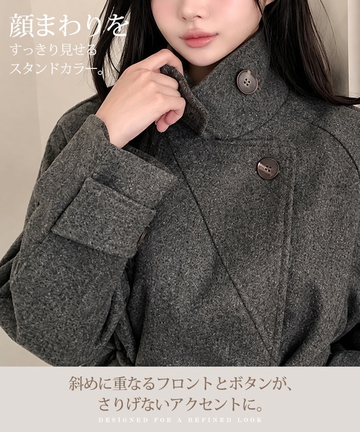 ウエストベルト付きミドル丈コート
