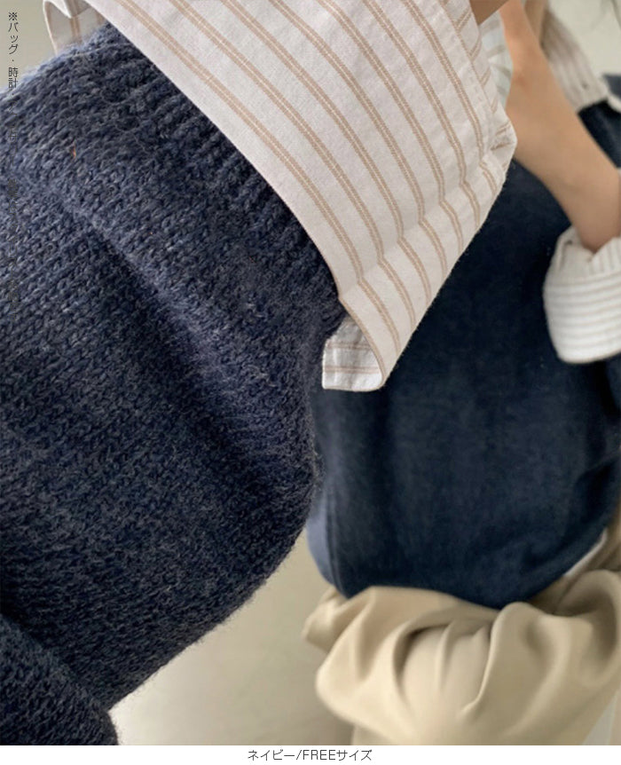 ドロップショルダーvネックニットトップス