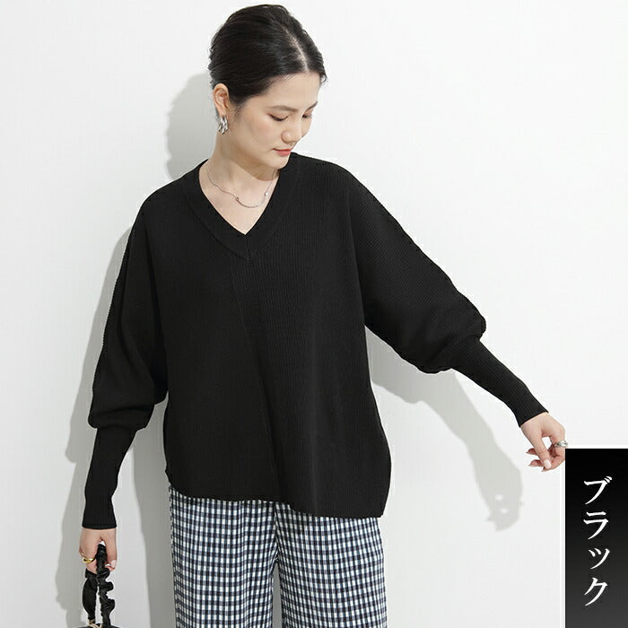 アシンメトリードルマンニットプルオーバー