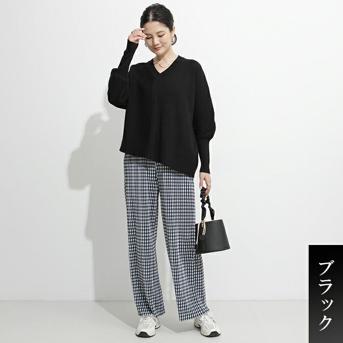 アシンメトリードルマンニットプルオーバー