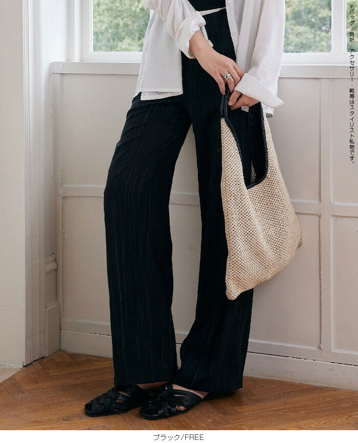 リネン風ワイドパンツ