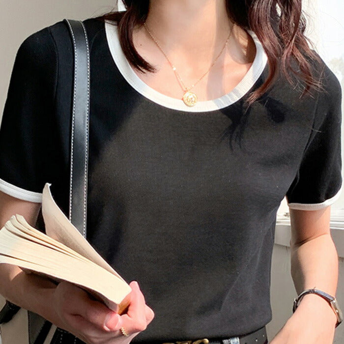 リブボーダーリンガーTシャツ