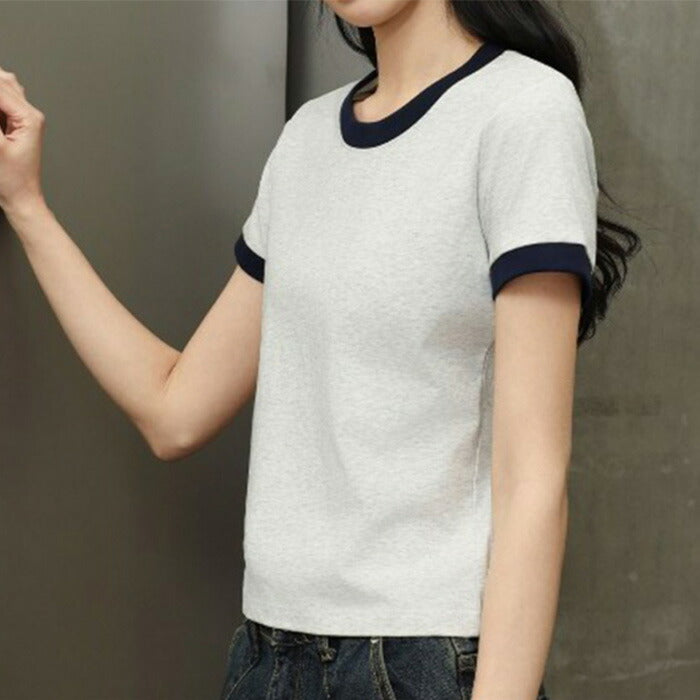 リブボーダーリンガーTシャツ