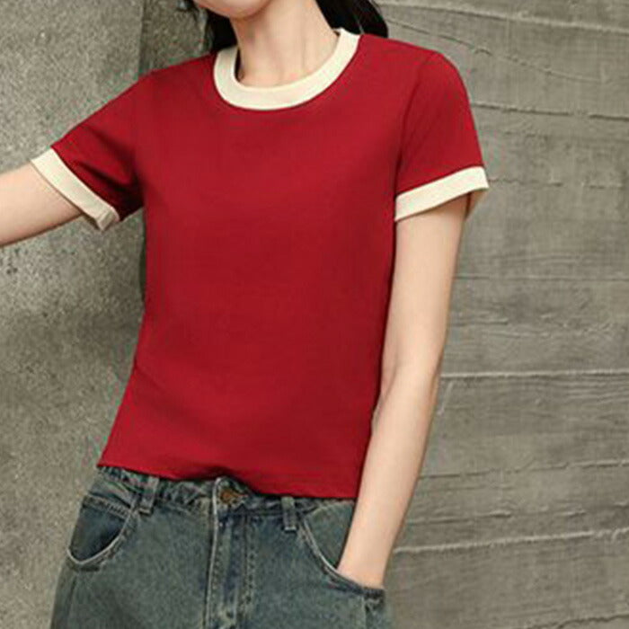 リブボーダーリンガーTシャツ