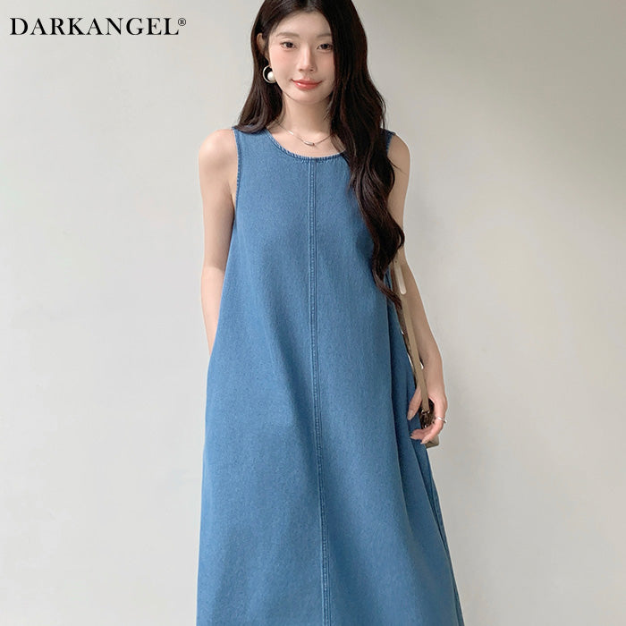 02 color ノースリーブデニムワンピース