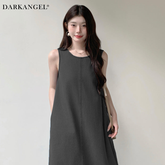 02 color ノースリーブデニムワンピース