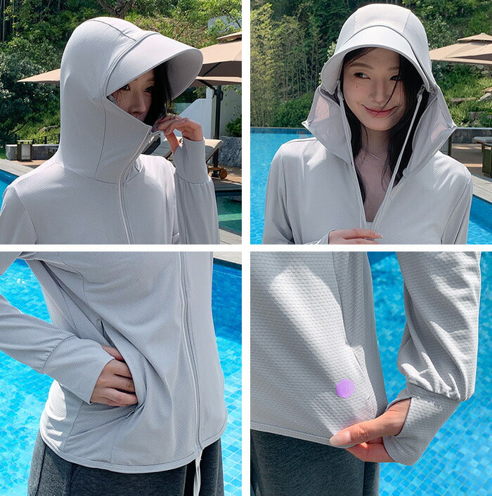 マスク付き UVパーカー｜フルフェイス ラッシュガード UPF50+